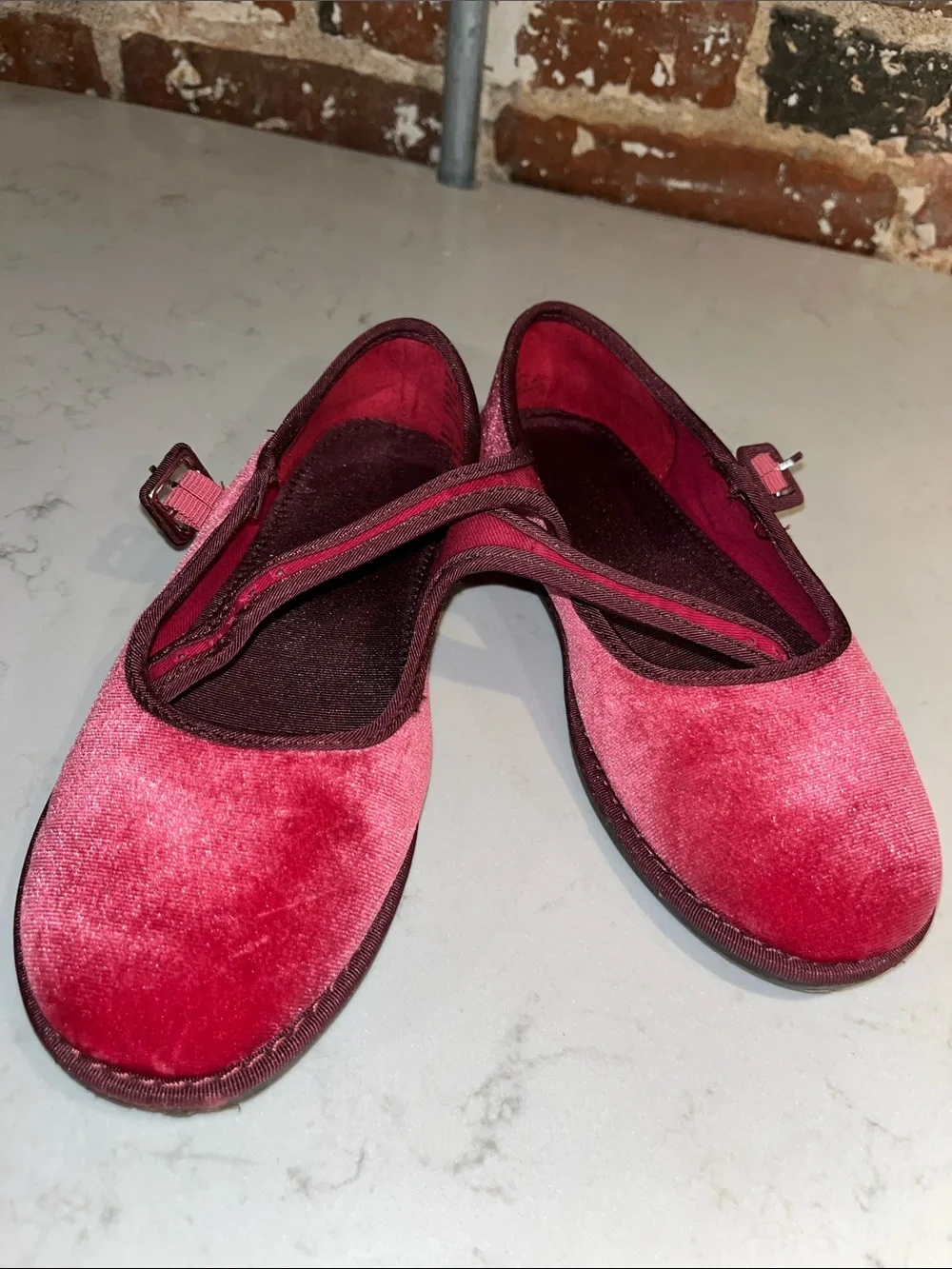 J Crew Red Velvet Mary Jane Shoes
